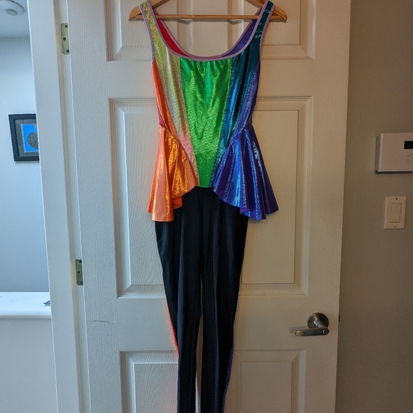Burntsoul Rainbow Kaleidoscope Peplum Catsuit - Picture 6 of 9